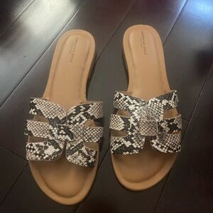 American Eagle Snakeskin Print Slide Sandals